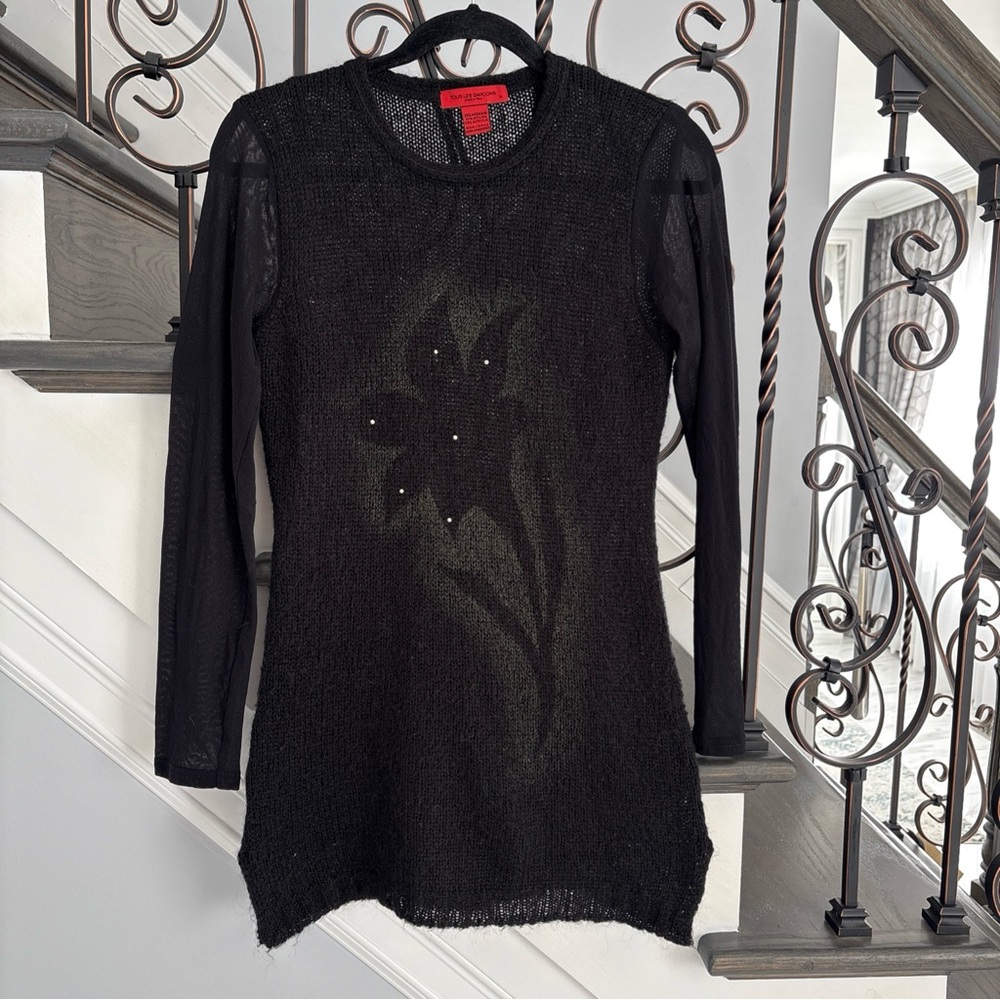 TOUS LES GARÇONS Ladies Elegant Black Sweater/Top Size M Made in Italy